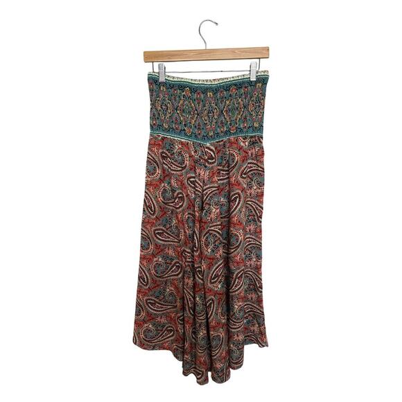 Belle France Paisley Palazzo Cropped Pants Size M Wide Leg Boho Made in Italy - Picture 5 of 7